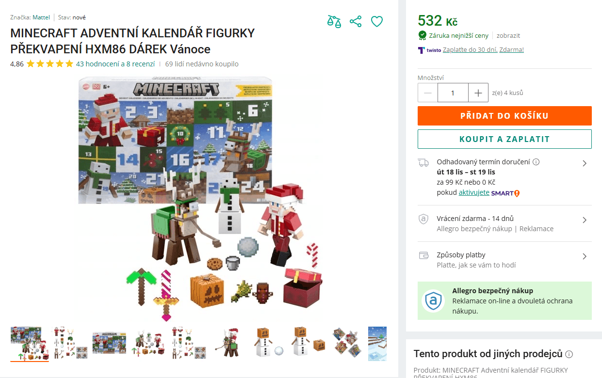 Adventní kalendář Minecraft 2024