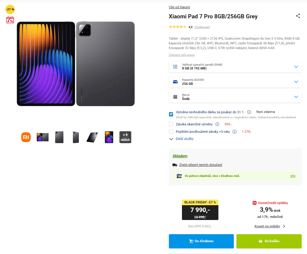 Tablet Xiaomi Pad 7 Pro 3GHz, 8/256GB, 11,2", NFC