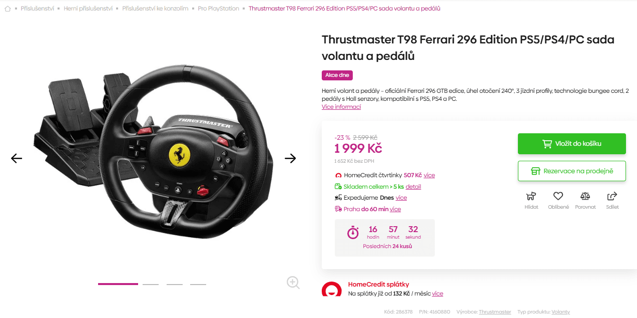 Sada volantu a pedálů Thrustmaster Ferrari 