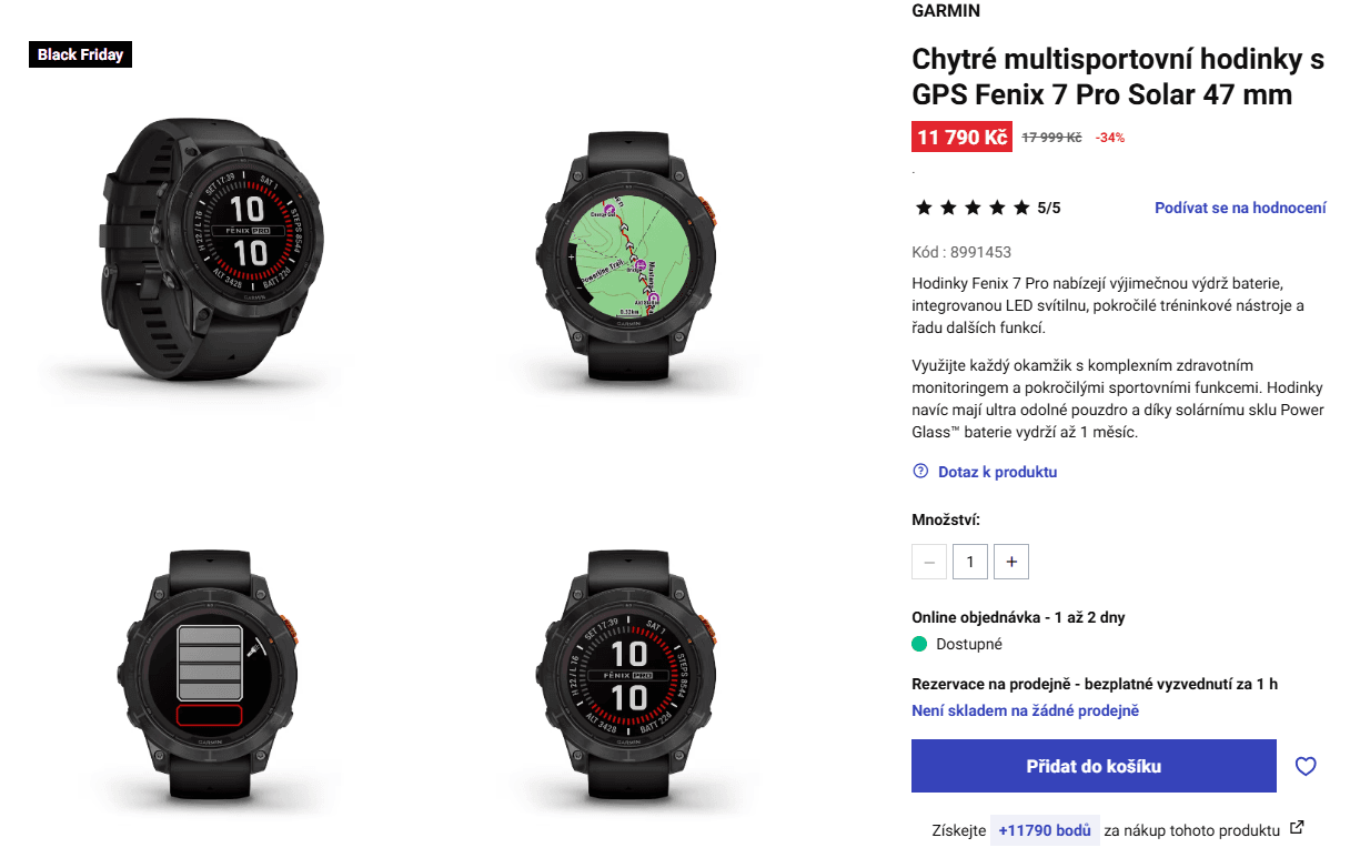 Smart multisport hodinky s GPS Garmin fenix 7 Pro Solar