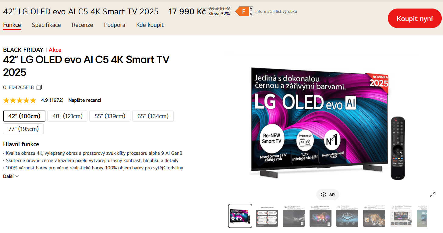 4K 120Hz OLED TV 106 cm, Atmos, LG
