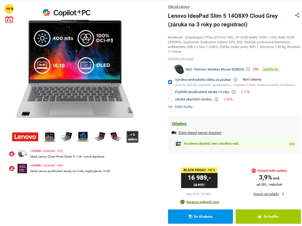 Lenovo 3,4 GHz, 32/1000 GB, 14" OLED, 1,48 kg