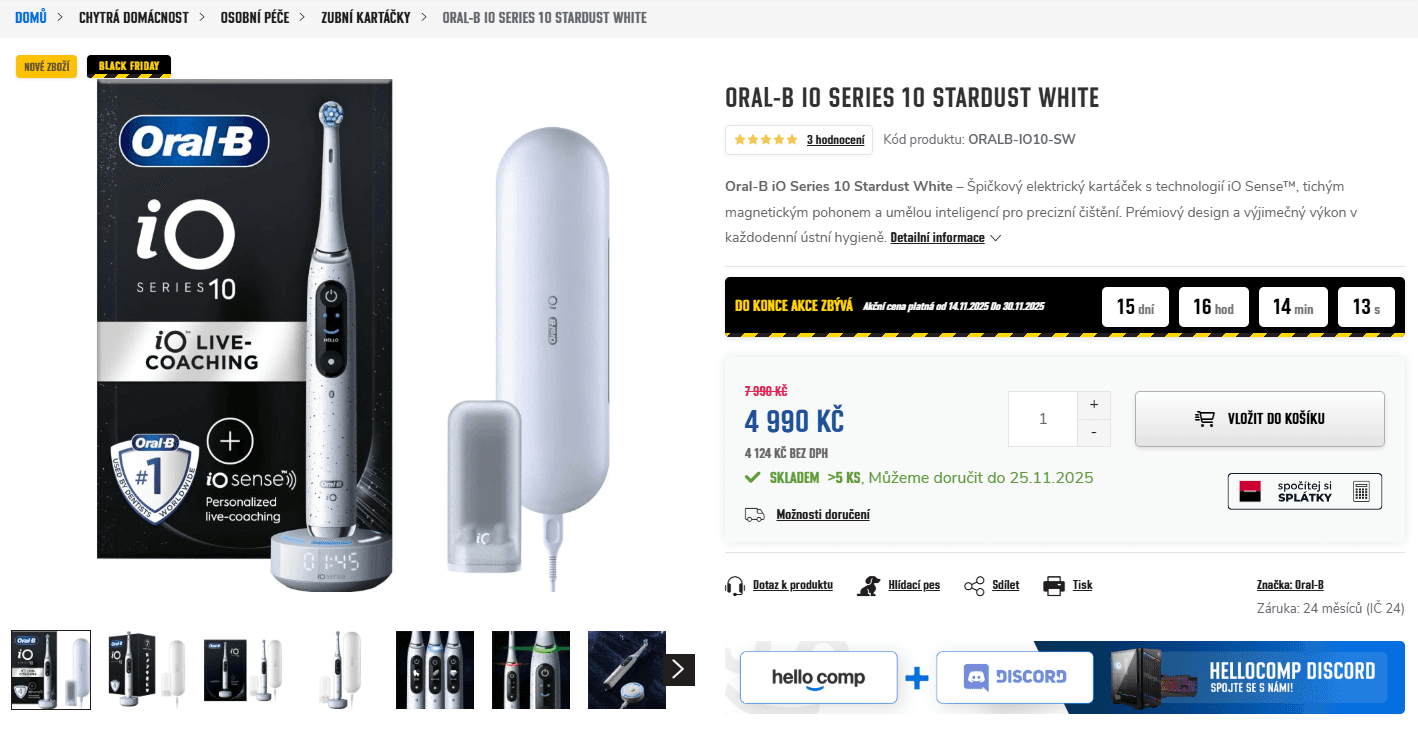 Oral-B iO Series 10, magnetický el. kartáček