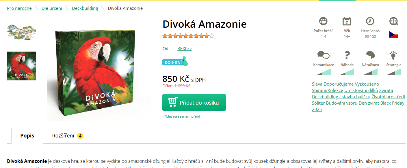 Desková hra Divoká Amazonie