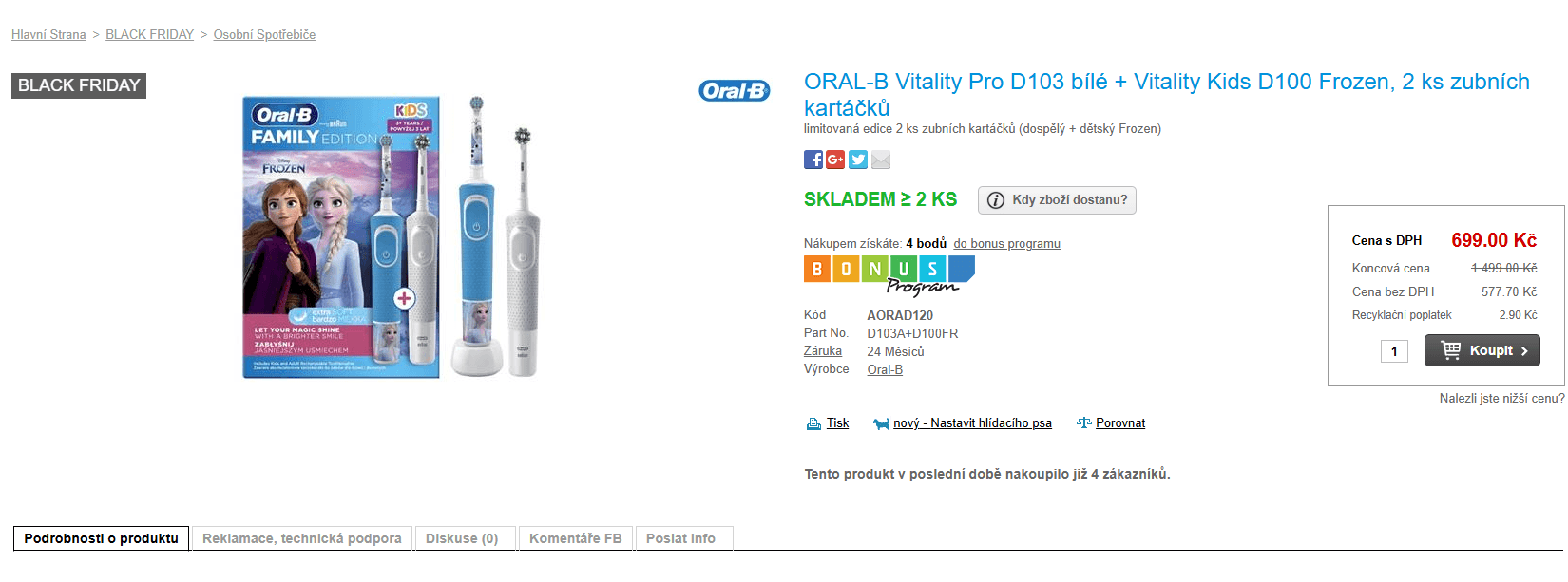 2x el. kartáček Oral B Vitality - dospělý + dítě