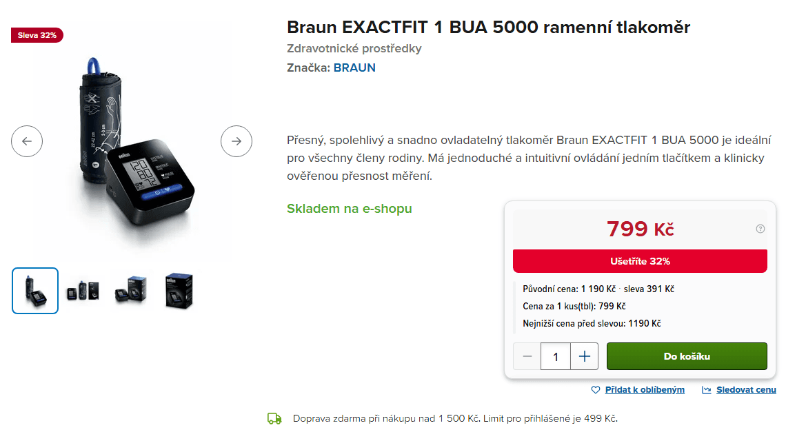 Tlakoměr na paži Braun EXACTFIT