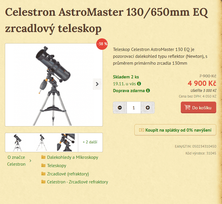 Teleskop Celestron AstroMaster 130/650mm EQ