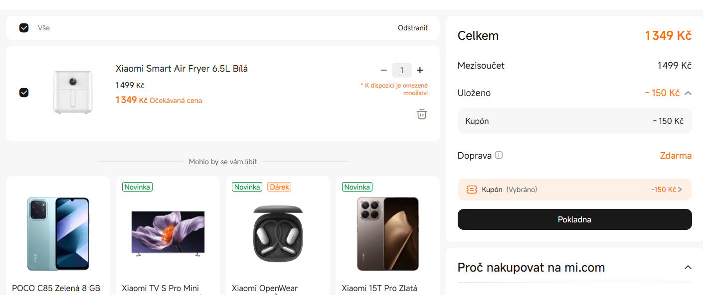Horkovzdušná fritéza Xiaomi Smart 6,5 l. 25 prg, sušení