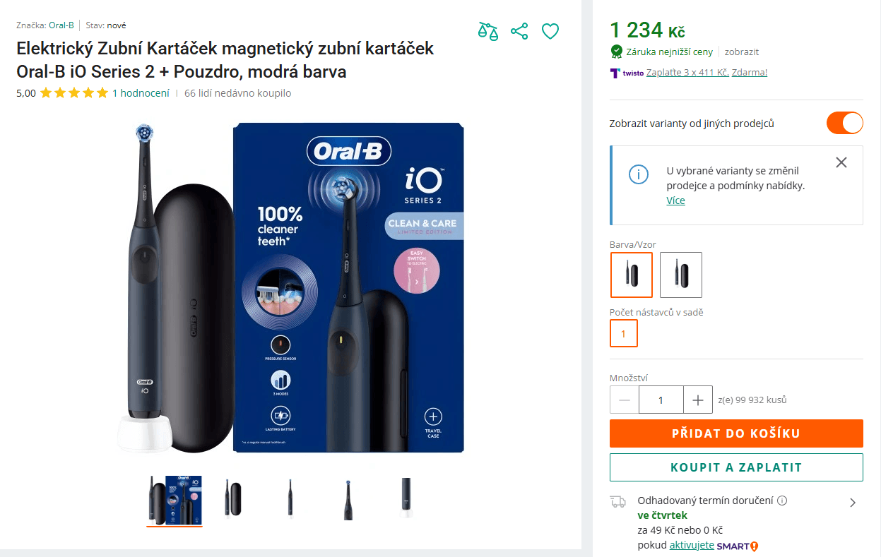 El. zubní kartáček Oral-B Series iO 2 Blue