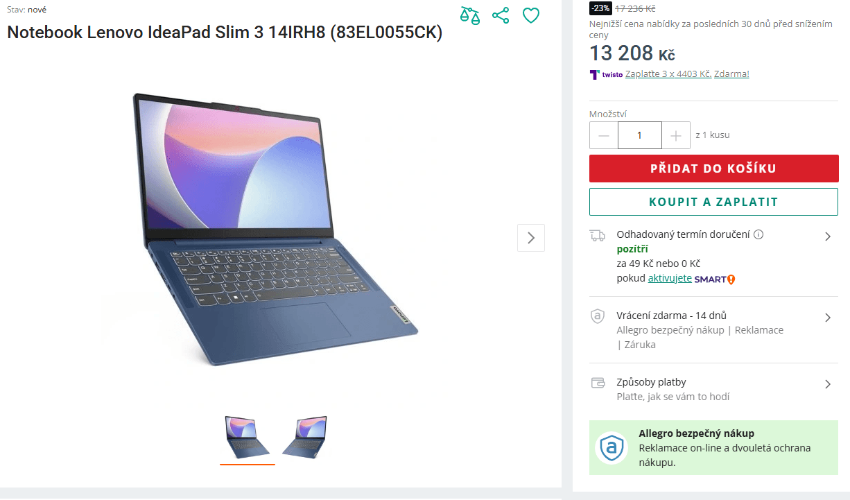 Lenovo i7 4,9 GHz, 16/1000GB, 14"