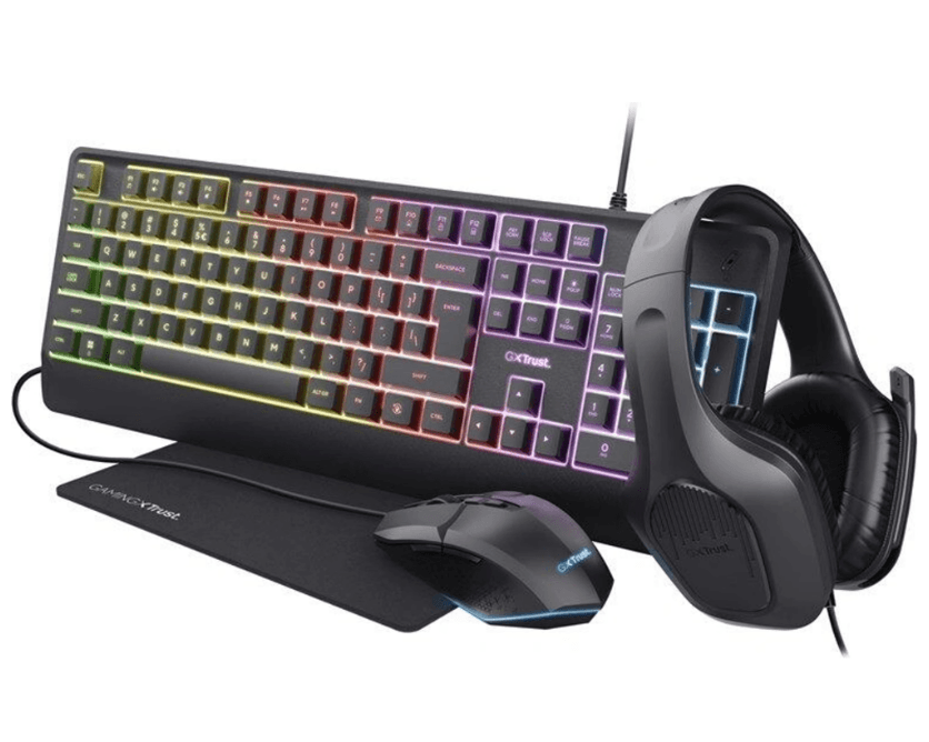 Herní klávesnice, myš, sluchátka a podložka Trust