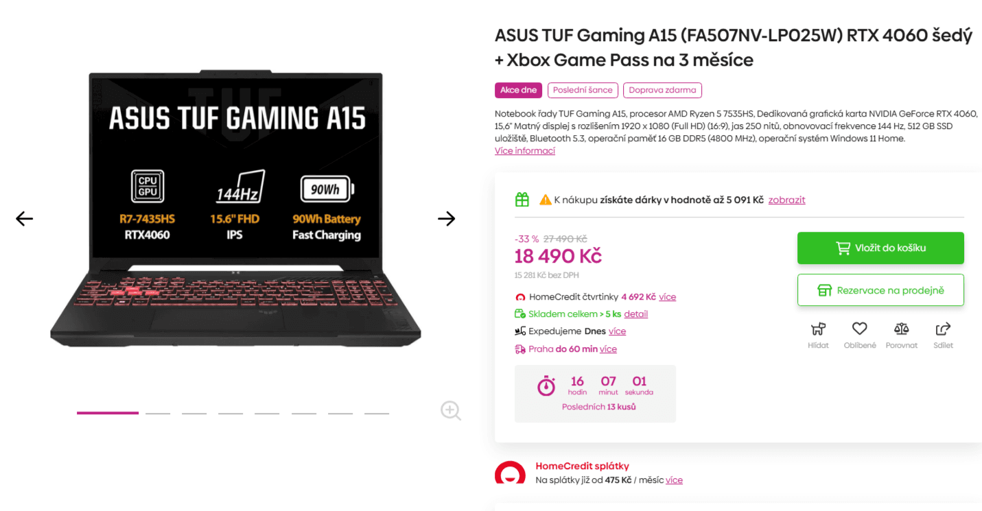 Asus i5 4,55GHz, 16/512 GB RAM, 8GB Nvidia, 15,6"