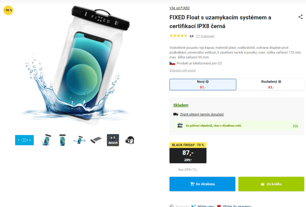 Vodotěsné plovoucí pouzdro FIXED Float IPX8 do 6,8"