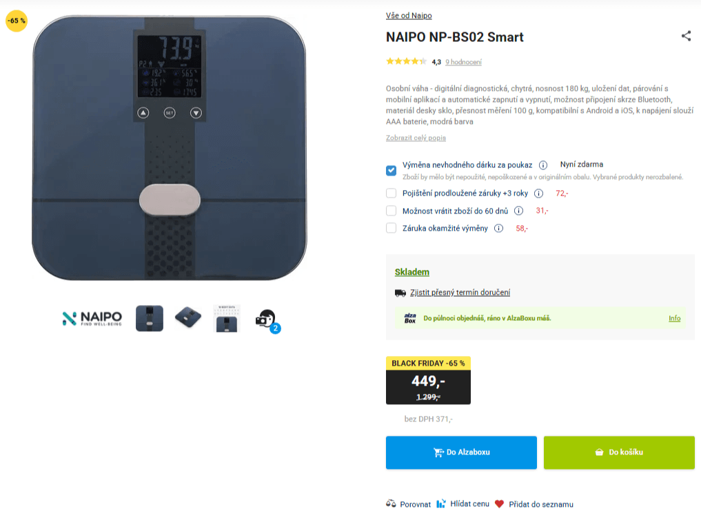 Chytrá digitální diagnostická (s funkcemi) váha Naipo