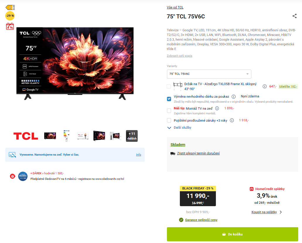 4K Google TV, 191 cm - TCL