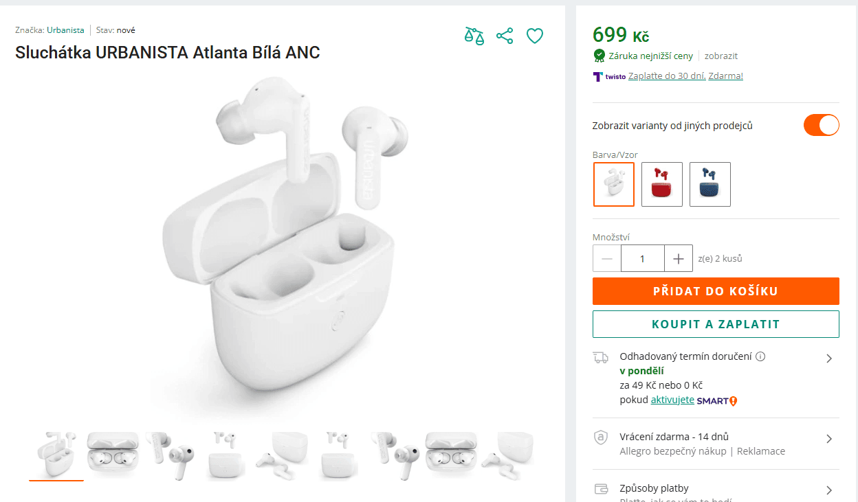 BT sluchátka Urbanista Atlanta ANC, TWS