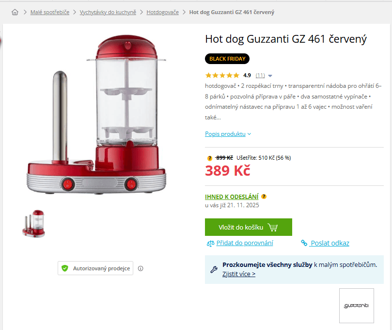 Hotdogovač Guzzanti GZ 461 