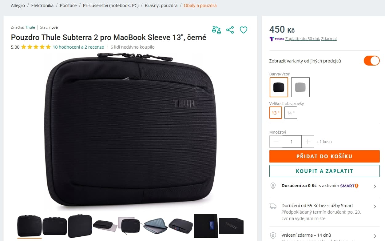 Pouzdro na ntb / MacBook 13" Thule Subterra 2