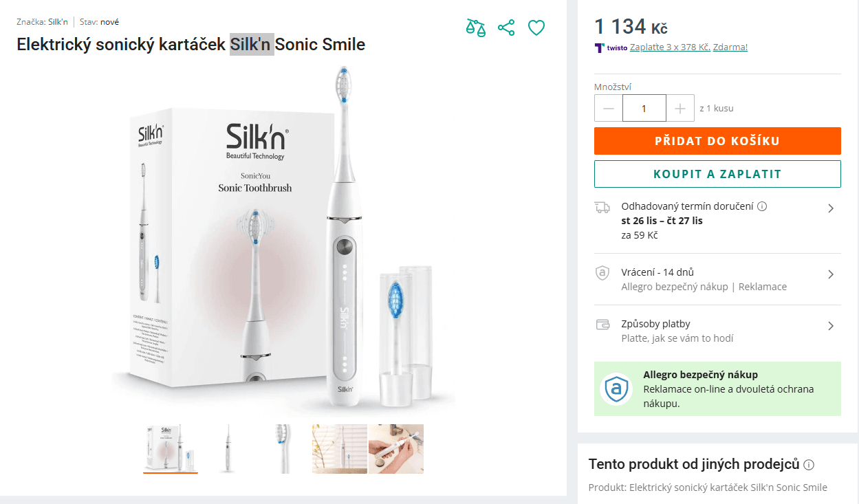 El kartáček sonický Silk'n Sonic