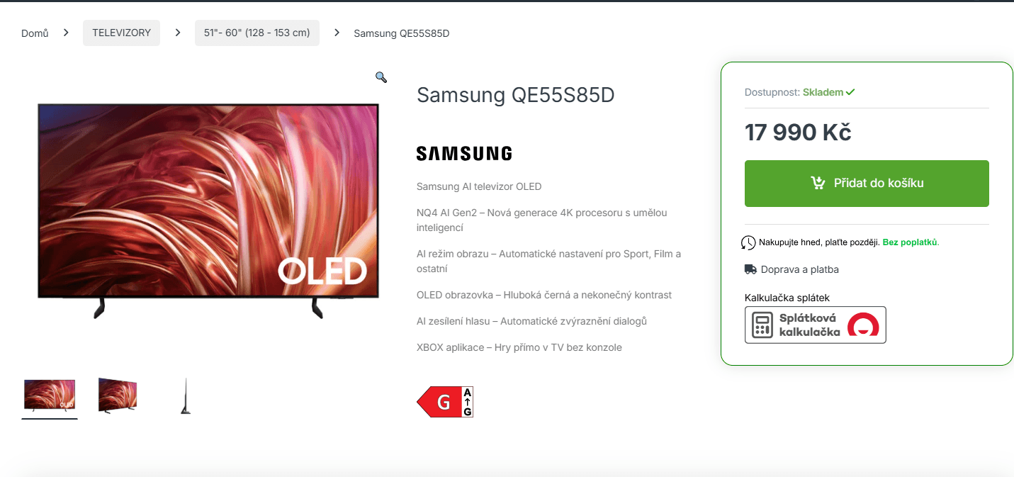 Smart TV Samsung, OLED, 55" (138cm)