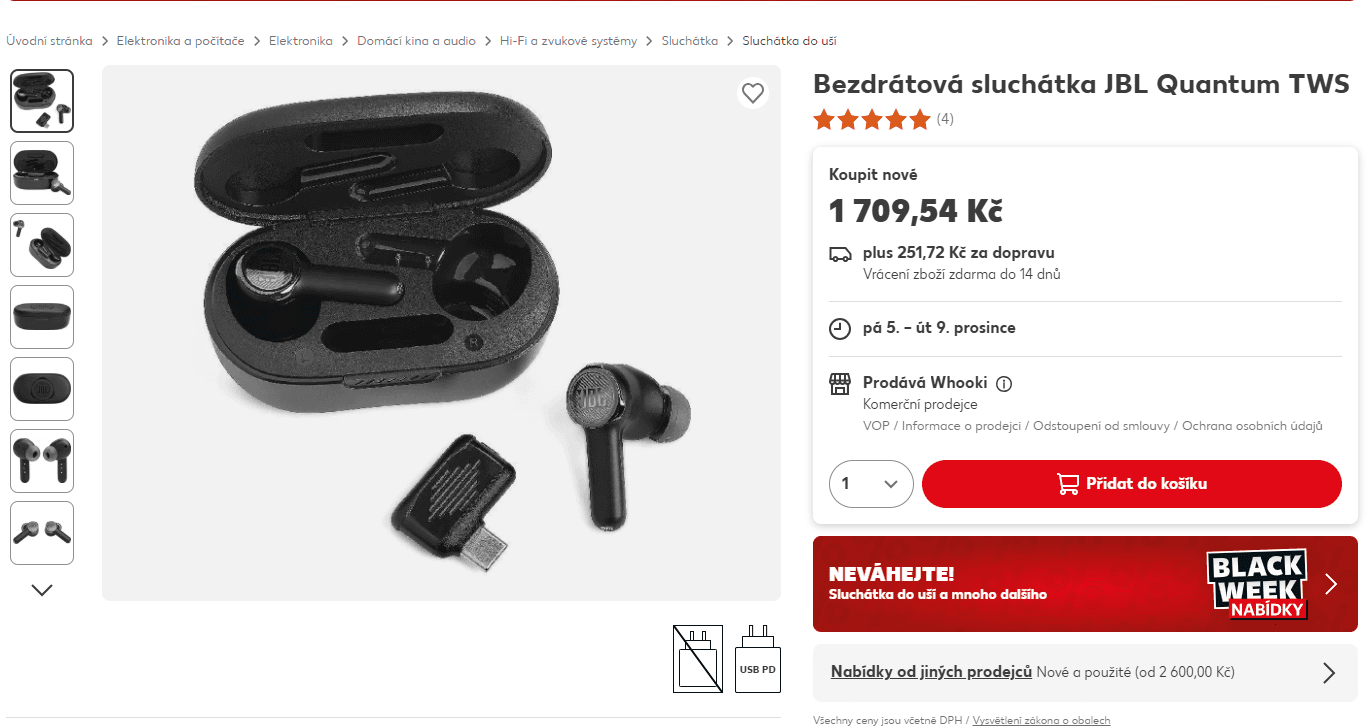 BT sluchátka JBL Quantum TWS