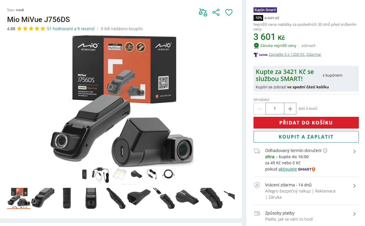 Duální autokamera Mio MiVue J756DS Dual