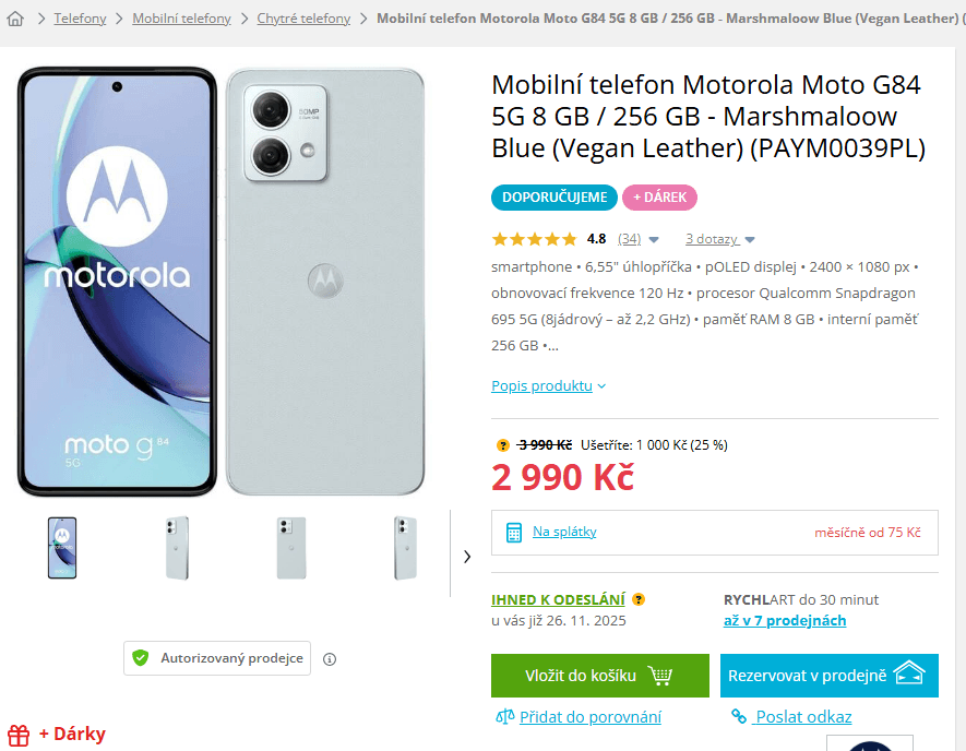 Motorola 8x 2,2GHz, 8/256GB, 6,55", NFC