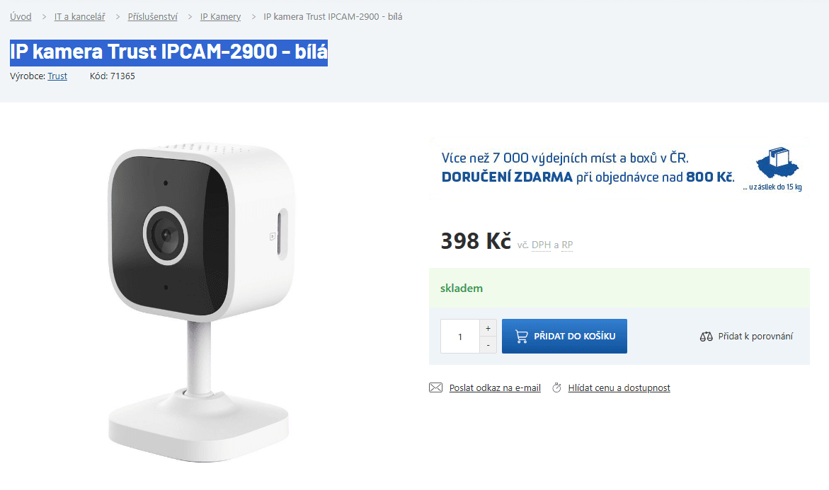 Vnitřní IP Wifi kamera Trust, mikrofon