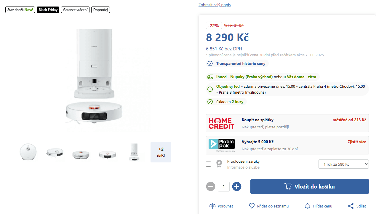 Robot vysavač / mop Xiaomi X10+, stanice