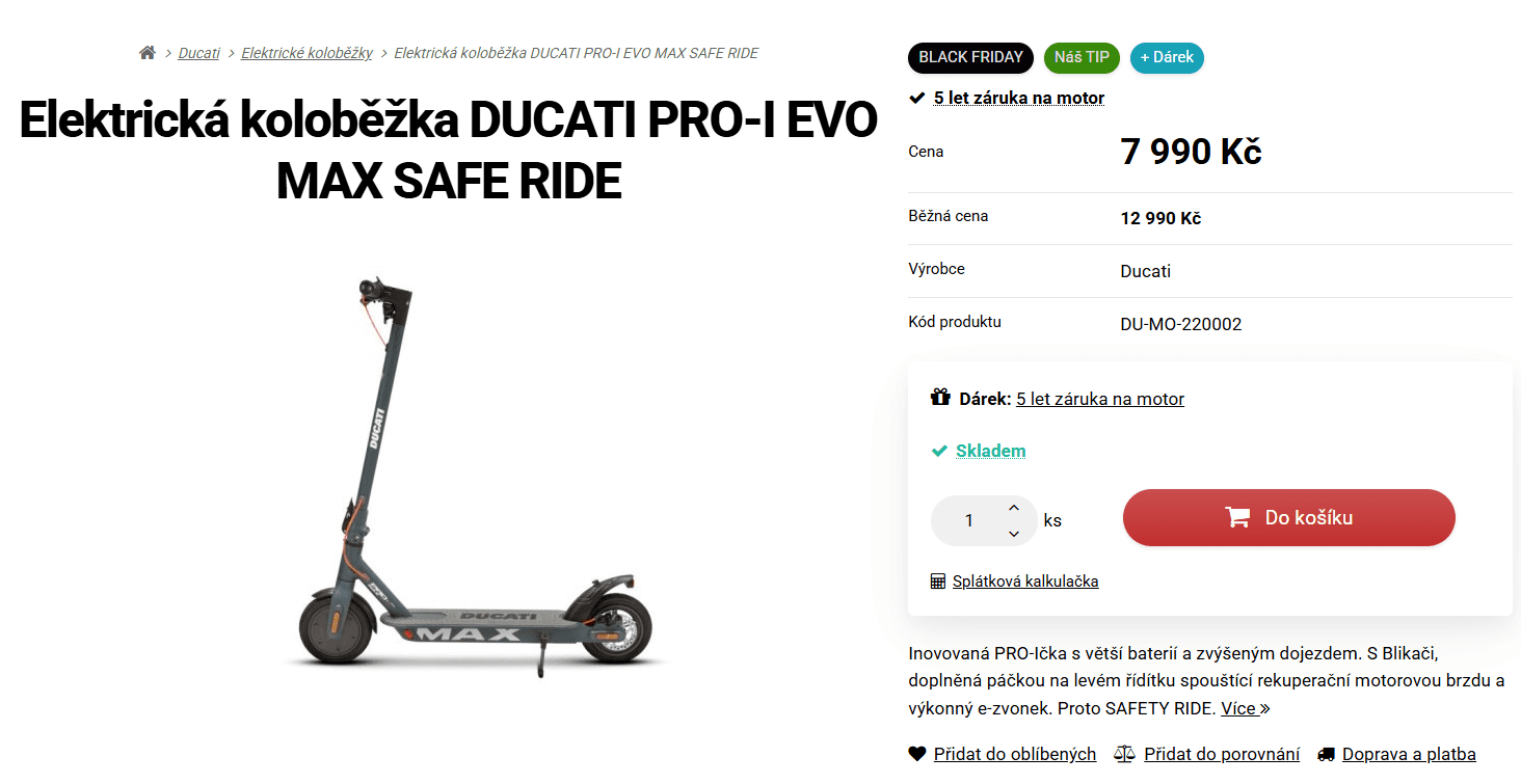 Elektrokoloběžka DUCATI PRO-I EVO MAX SAFE RIDE