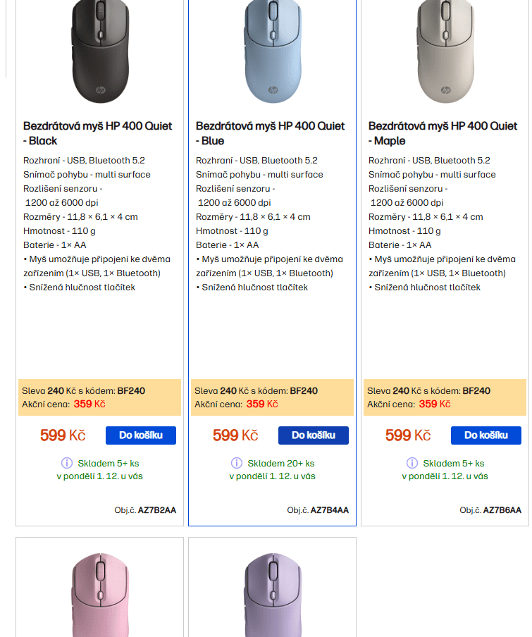 Bezdrátová myš HP 400 Quiet 