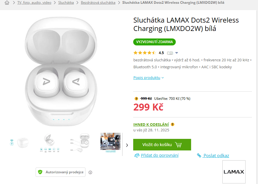 Bezdrátová sluchátka LAMAX Dots2