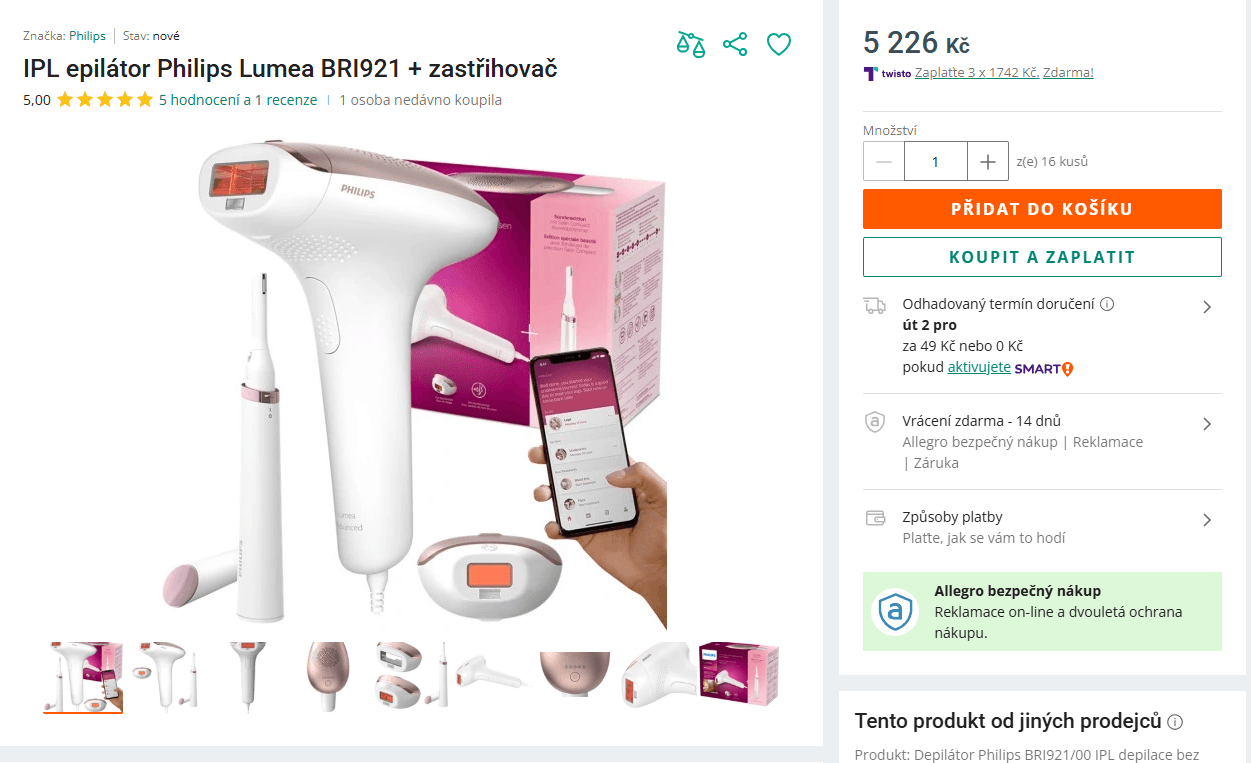 IPL epilátor Philips Lumea Prestige