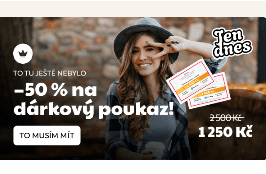 Poukaz v hodnotě 2500 Kč za 1250 korun