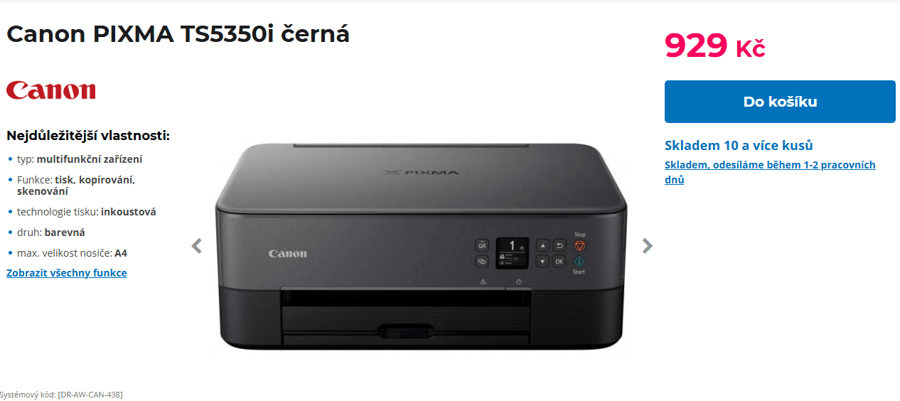 Ink. barva multifunkce Canon, Wifi