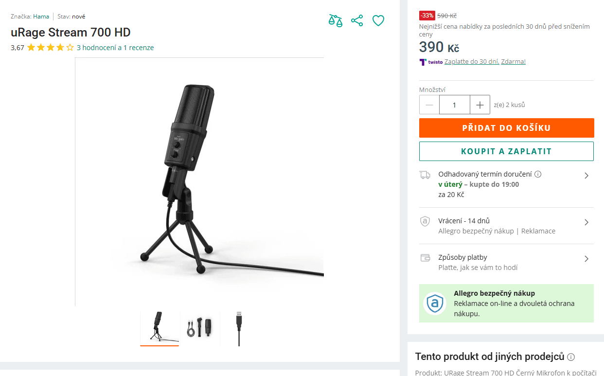 Streamovací mikrofon Hama uRage