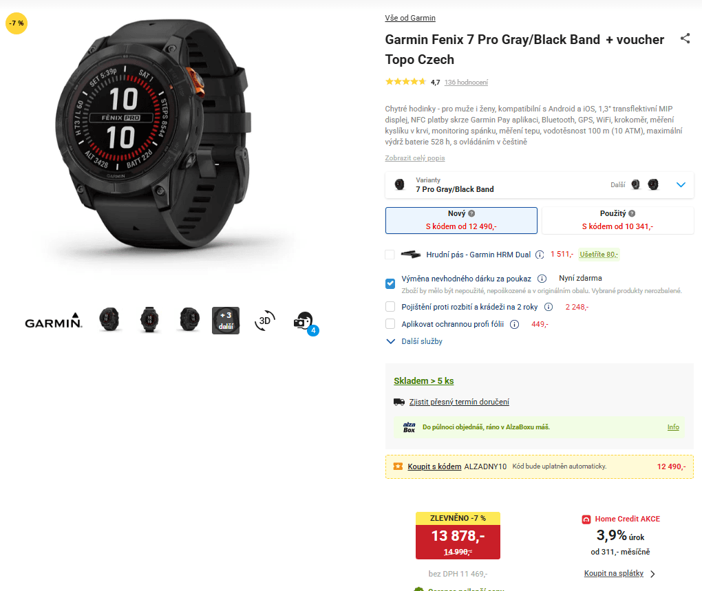 Chytré hodinky Garmin Fenix 7 Pro Gray/Black Band