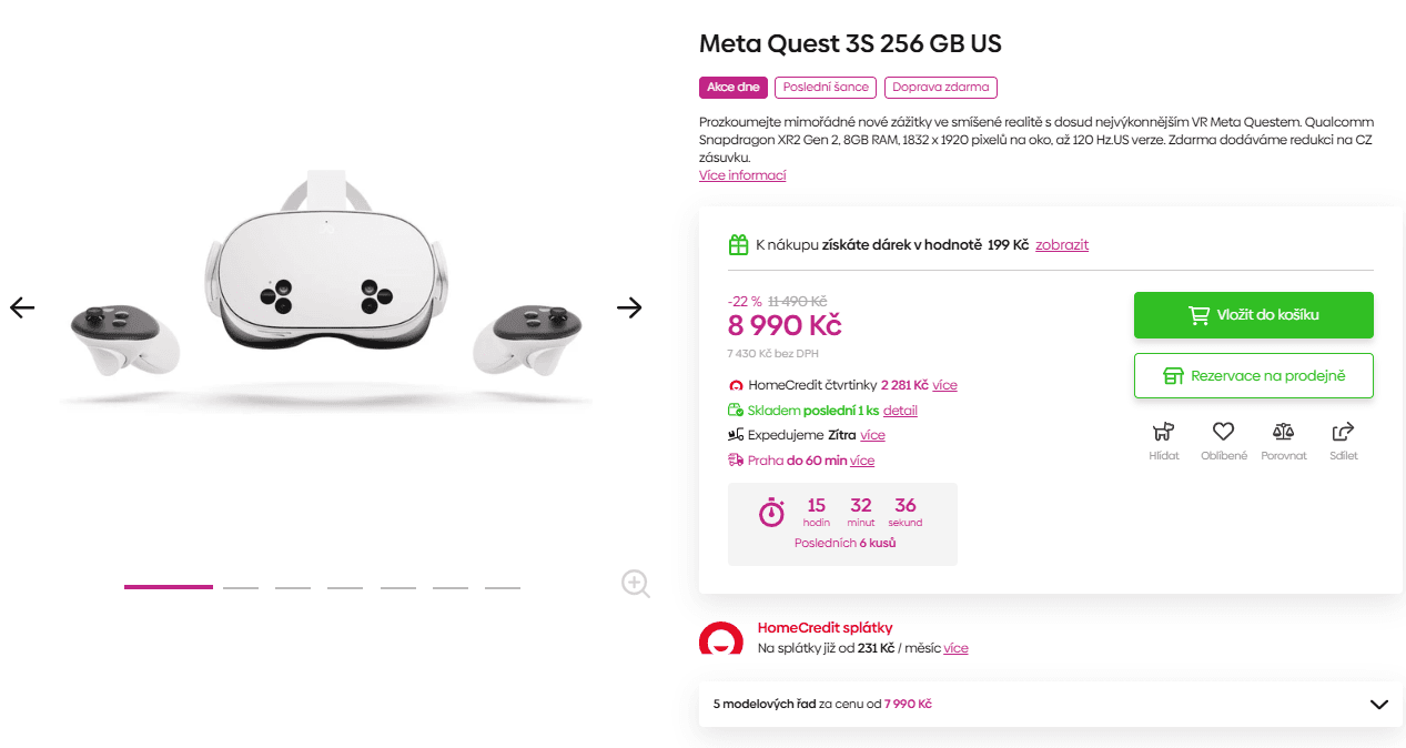 VR brýle Meta Quest 3S 256 GB