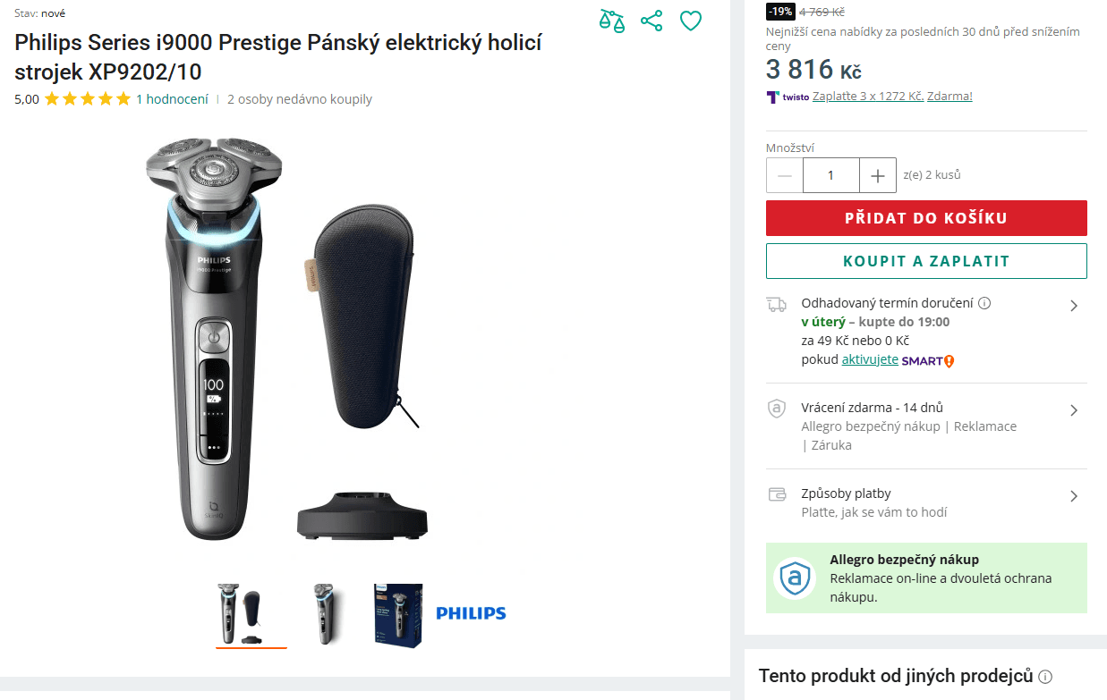 Holicí strojek - frézkový Philips Series i9000 Prestige