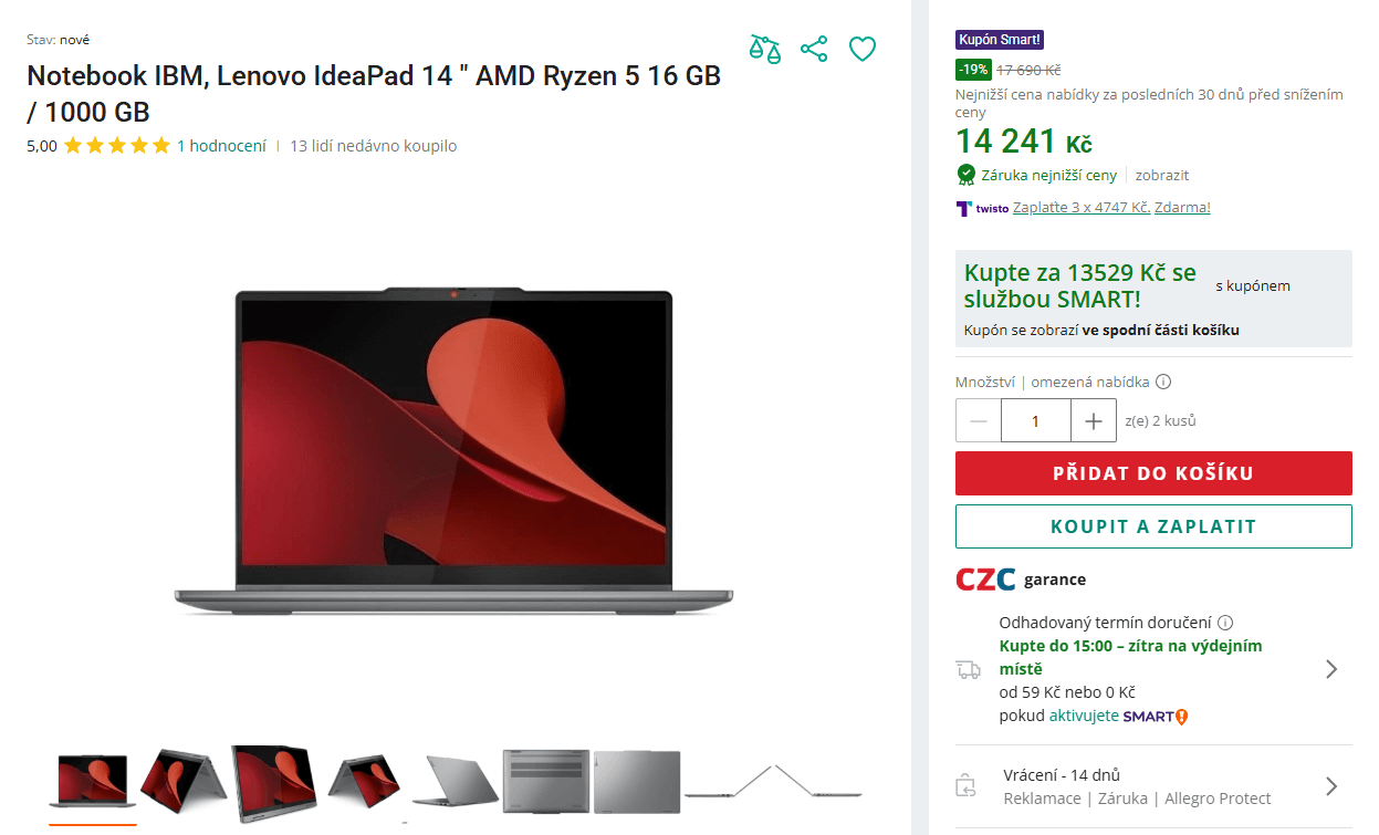 Lenovo 5GHz, 16/1000GB, 14" dotyk