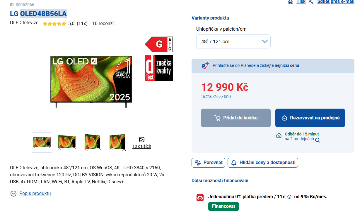 OLED 4K TV, Atmos, 121 cm, LG