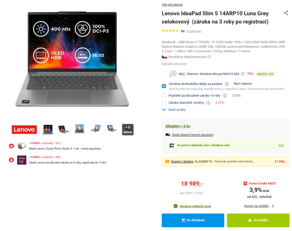 Lenovo 4,45GHz, 32/1000 GB, 14" OLED, 1,39 kg