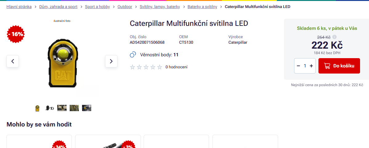 Multifunkční svítilna Caterpillar 250 lm, 3x AAA