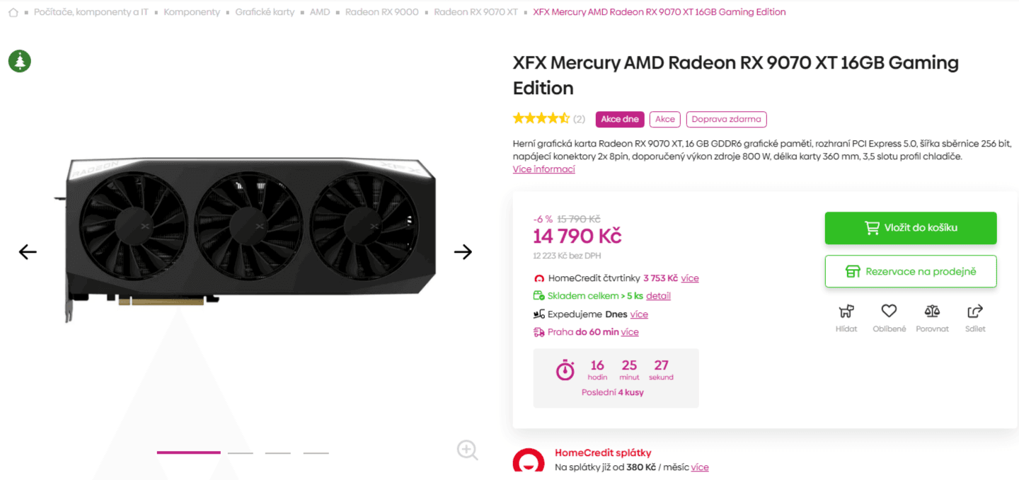 Grafická karta XFX Mercury AMD Radeon RX 9070 16GB