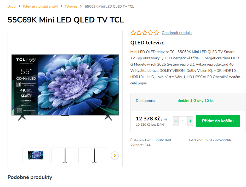 QLED Google TV, Atmos, 40W, 140 cm, TCL