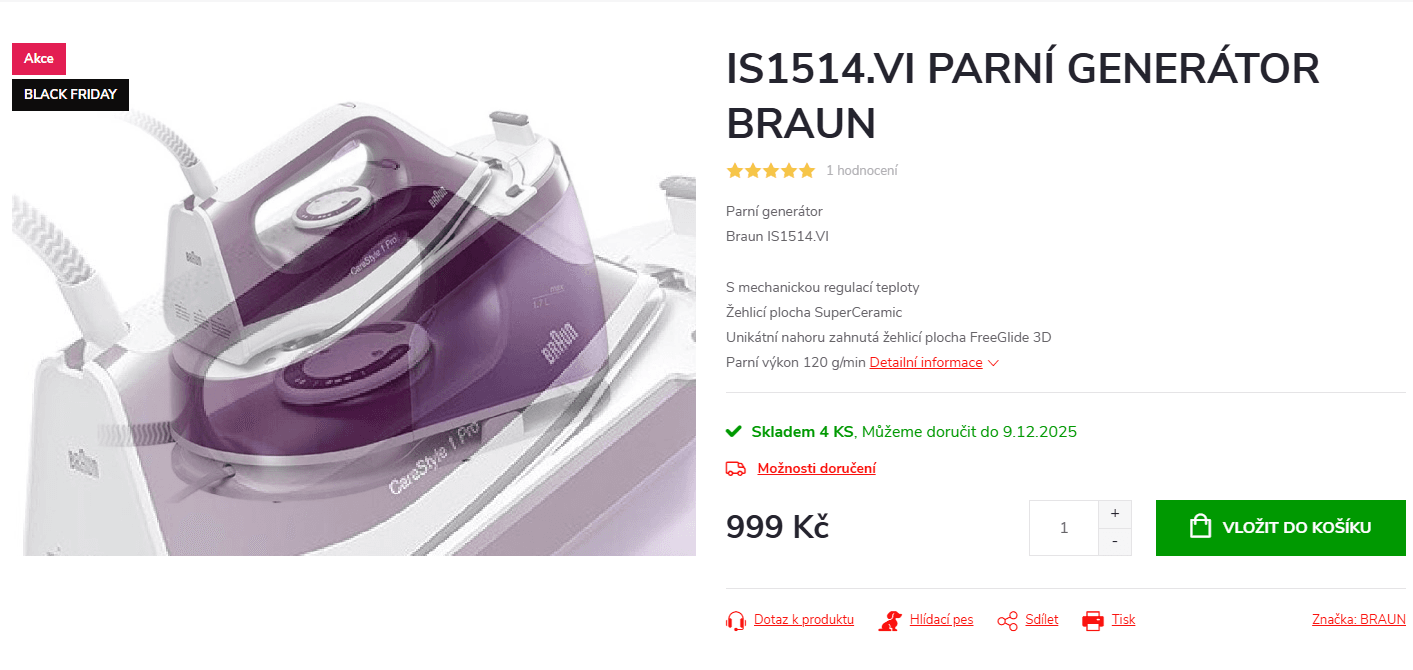 Parní generátor Braun CareStyle 1 Pro