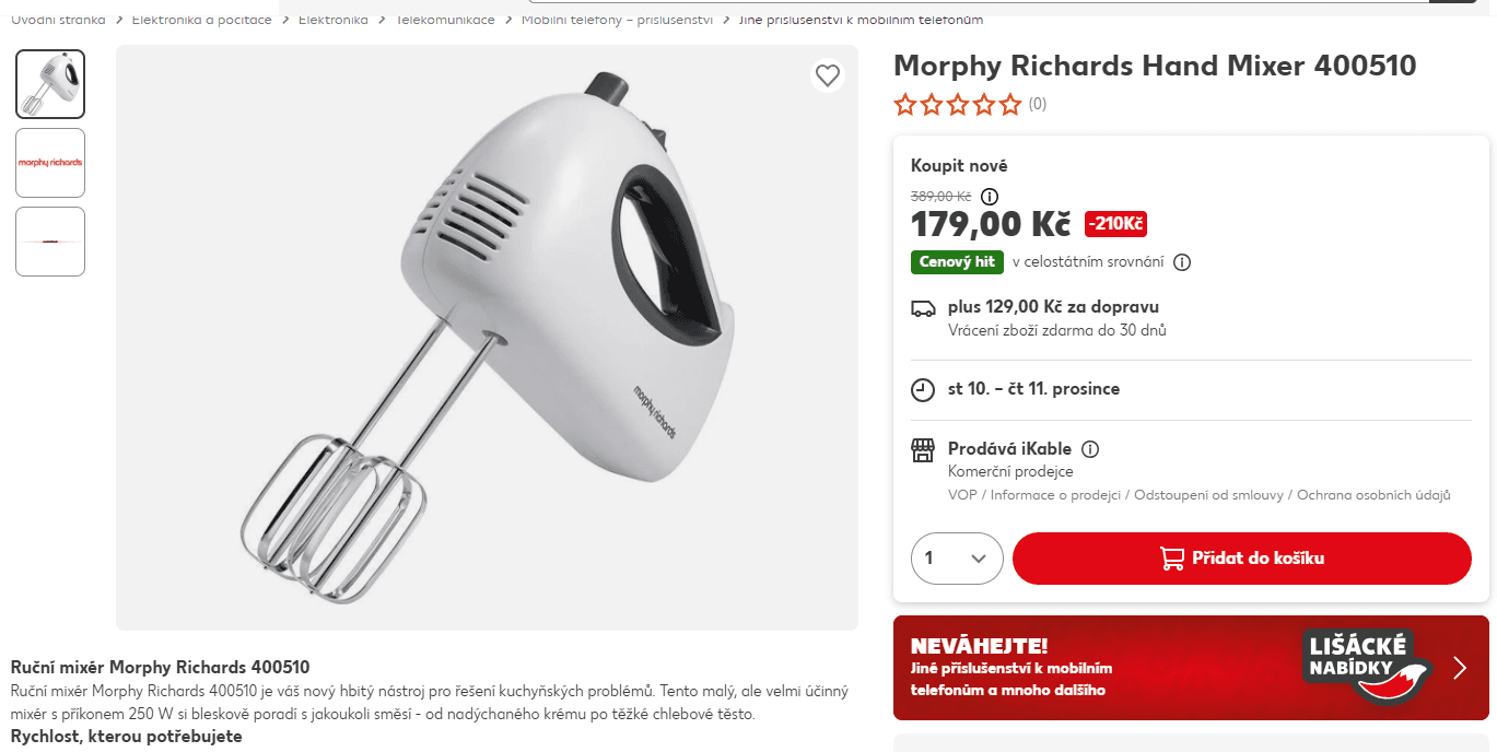 Ruční mixér Morphy Richards