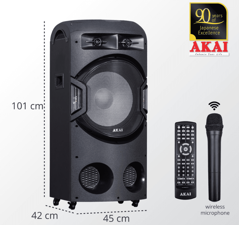 BT party repro 2.1 Akai 120 W, 100x47 cm, RGB