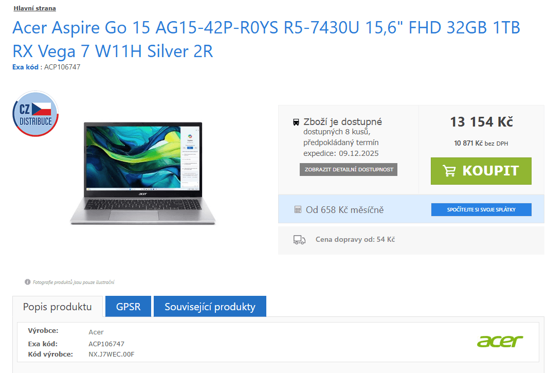 Acer 4,3GHz, 32GB RAM, 1TB SSD, 15,6"