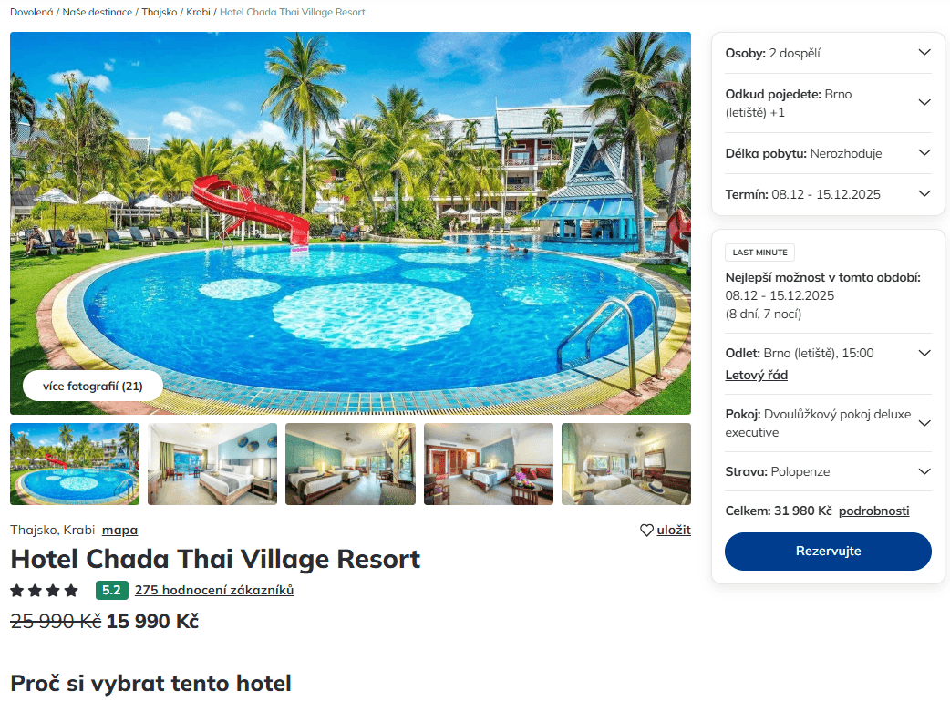 Thajsko /✈ BRN / P / 4⭐/ 8 dní